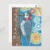 PATRIOTISCH GEREDHEERDE WOODPECKER, FIREWORKS BRIE BRIEFKAART (Voorkant / Achterkant)