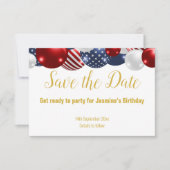 PATRIOTISCH ROOD BLauw WIT SAVE THE DATE RSVP (Voorkant)