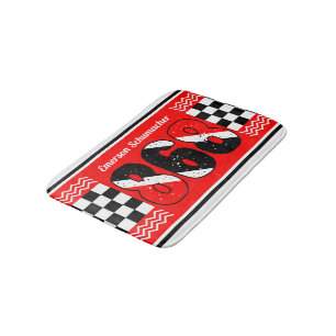 PATRIOTISCHE 868 Jouw naam   Betaalde vlag op RED Badmat