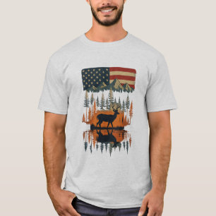 Patriotische Herten Amerikaanse Wildernis Onafhank T-shirt