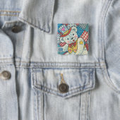 PATRIOTISCHE TEDDY BEAR & PATCHWORK BUTTON Square (In situ)