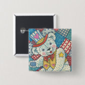 PATRIOTISCHE TEDDY BEAR & PATCHWORK BUTTON Square (Voorkant /achterkant)