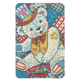 PATRIOTISCHE TEDDY BEAR & QUILT MAGNET Large Magneet