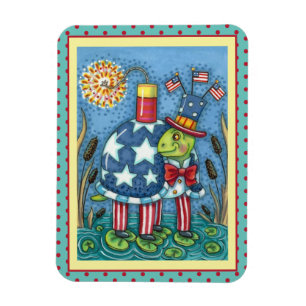 PATRIOTISCHE UNCLE SAM TURTLE, FUNNY FIRECRACKER C MAGNEET