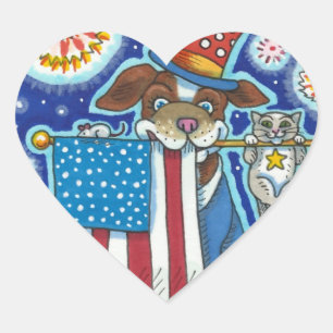 PATRIOTISCHE VLAG PET DOG CAT MOUSE, CUTE FUNNY HART STICKER