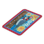 PATRIOTISCHE WOODPECKER-FIREWORKS, 4 JULI BIRD MAGNEET (Linkerzijde)