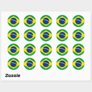 Patriotten op de Braziliaanse vlag, vakantie/sport Ronde Sticker