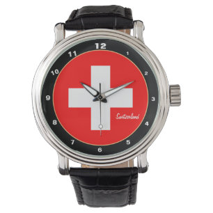 Patriotten van Zwitserse vlag en Zwitserse mode Horloge