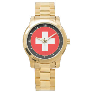 Patriotten van Zwitserse vlag en Zwitserse mode Horloge