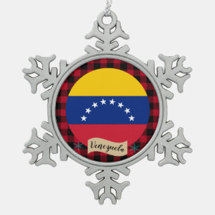 Patriotten Venezuela, buffelpleister, Venezolaanse Tin Sneeuwvlok Ornament