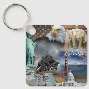 Patriottic America MAGA Liberty Sleutelhanger