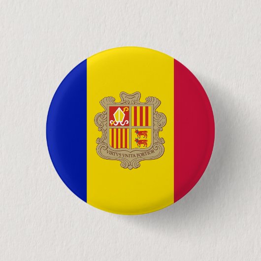Patriottic Andorra Flag Ronde Button 3,2 Cm (Voorkant)