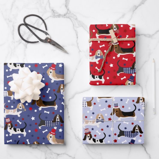 Patriottic Basset Hound Inpakpapier Vel (Voorkant)