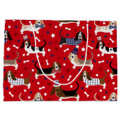 Patriottic Basset Hound Large Gift Bag Groot Cadeauzakje (Achterkant)
