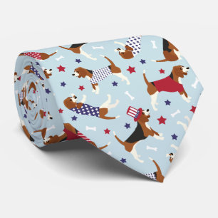 Patriottic Beagle Dog Patroon Stropdas