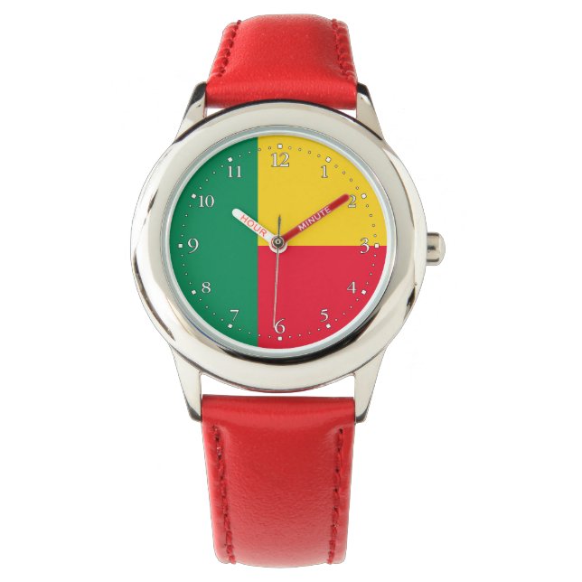 Patriottic Benin Flag Watch Horloge (Voorkant)