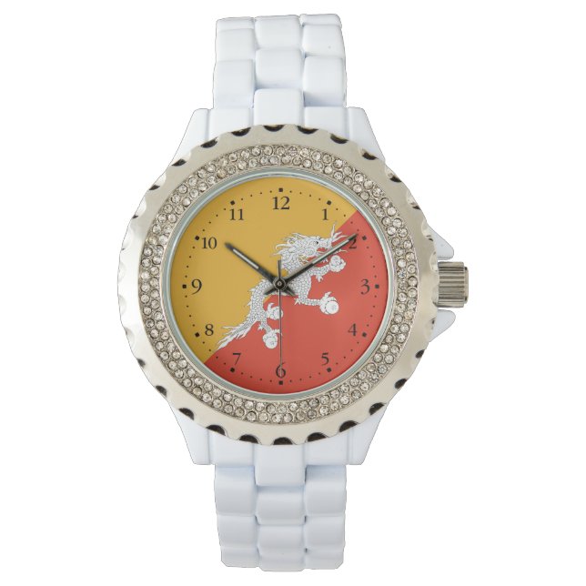 Patriottic Bhutan Flag Watch Horloge (Voorkant)