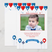 Patriottic Birthday Photo Invitation Kaart (Voorkant / Achterkant)