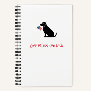Patriottic Black Lab Dog Silhouette American Flag Notitieboek