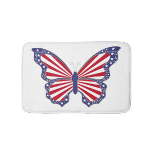 Patriottic Butterfly Bath Mat
