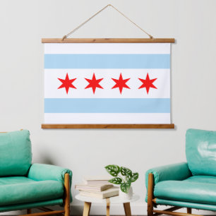 Patriottic Chicago Tapestry, Chicago Flag Hangend Wandkleed
