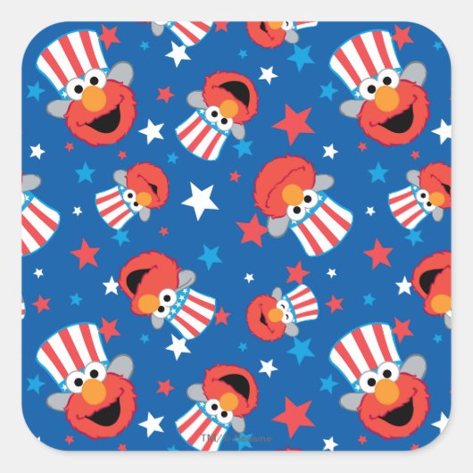 Patriottic Elmo Pattern Vierkante Sticker (Voorkant)
