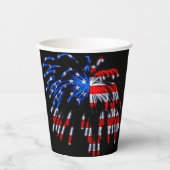 Patriottic Fireworks American Flag Black Papieren Bekers (Voorkant)