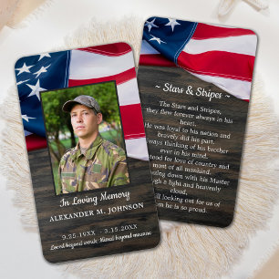 Patriottic Funeral Prayer Kaart Memorial Keepslag