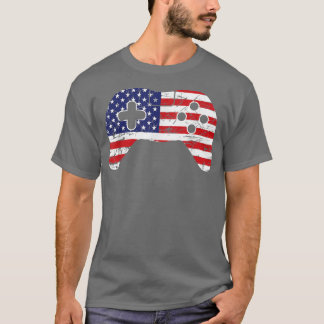Patriottic Gamer Video Game - Amerikaanse vlag 4de T-shirt