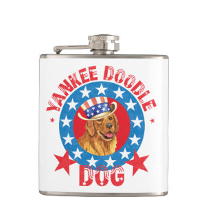 Patriottic Golden Retriever Heupfles