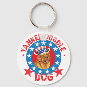Patriottic Golden Retriever Sleutelhanger