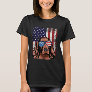 Patriottic Irish Setter American Flag Dog T-shirt