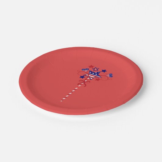 Patriottic Juli 4de Rood Papieren Bordje (Gekanteld)