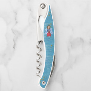 Patriottic Juli 4e Angel American Flag Gold Stars Kurkentrekker