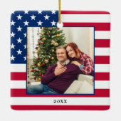 Patriottic Kerstmis - Aangepaste foto Amerikaanse Keramisch Ornament (Achterkant)