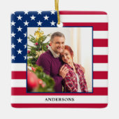 Patriottic Kerstmis - Aangepaste foto Amerikaanse Keramisch Ornament (Voorkant)