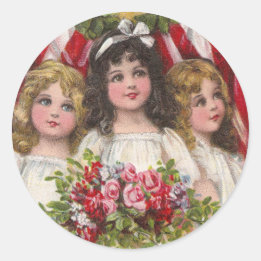 Patriottic Liberty Girls Ronde Sticker