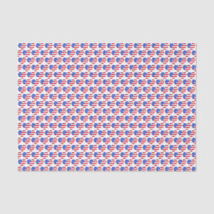 Patriottic Love USA American Flag Heart Print Gift Tissuepapier