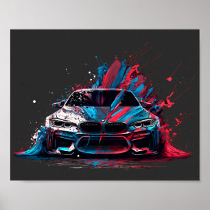 Patriottic Paint Splatter BMW Poster