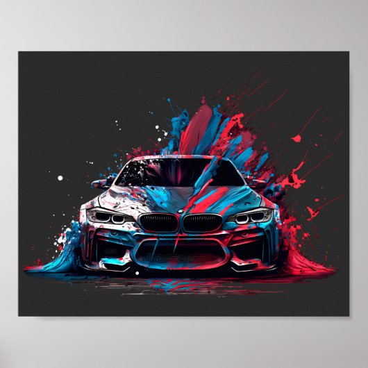 Patriottic Paint Splatter BMW Poster (Voorkant)