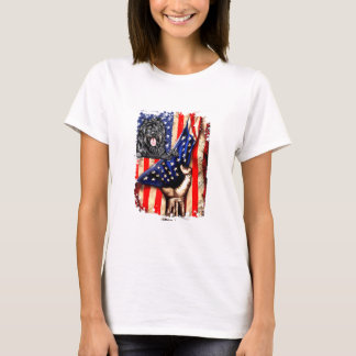 Patriottic Portugal Water Dog American Flag Dog T-shirt