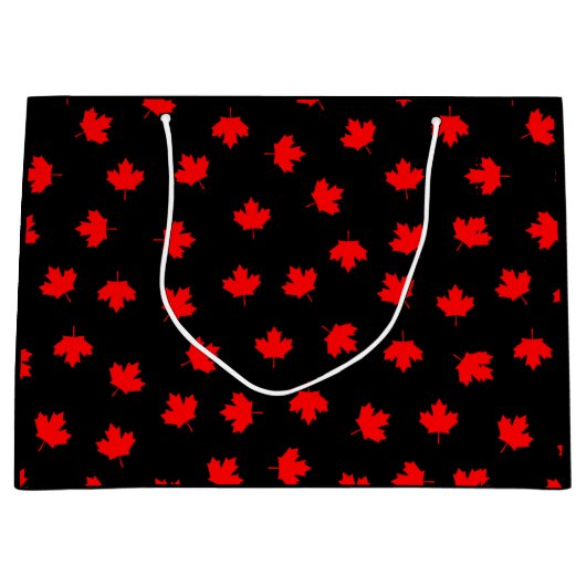 Patriottic Red Canada Maple Leaf Black Pattern Groot Cadeauzakje (Voorkant)