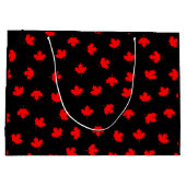 Patriottic Red Canada Maple Leaf Black Pattern Groot Cadeauzakje (Achterkant)