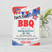 Patriottic Red White Blue Backyard BBQ Uitnodiging (Staand voorkant)