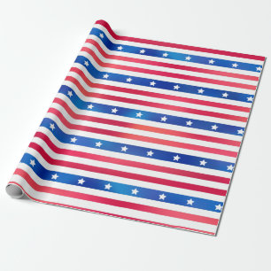 Patriottic Red White Blue Stars Stripes USA Cadeaupapier