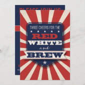 Patriottic Red White & Brew Custom Invitation Kaart (Voorkant / Achterkant)