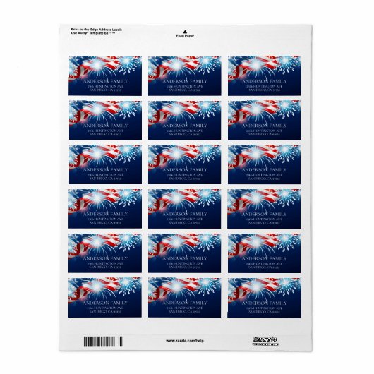 Patriottic Return Address Label (Full Sheet)