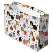 Patriottic Rough Collie Pattern Large Gift Bag Groot Cadeauzakje (Achterkant Gekanteld)