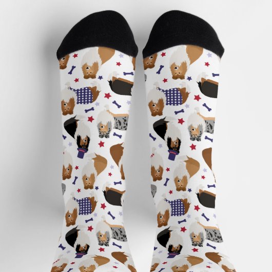 Patriottic Rough Collie Pattern Socks Sokken (Top)
