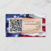 Patriottic Rustic Wood USA American Flag QR Code Visitekaartje (Achterkant)